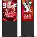 55-inch Digital Signage Display, 4K 2160P LCD Screen Indoor Floor Standing Digital Kiosk, Auto Media Player Advertising Display Poster with Android OS Remote Control, HDMI/WiFi/USB