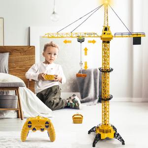 Mini Tudou 50.4 inch Tall 2.4GHz Remote Control Tower Crane,6 Channel Remote Control Construction Crane Toy 680Rotation Lift Model with Tower Light & Sound for Boys