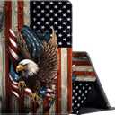 FUYOCWE Case for iPad (A16) 11th Generation 11 Inch (2025), for iPad 10th Generation Case 10.9 Inch (2022),Slim Shockproof Shell PU Leather Stand Cover w/Auto Sleep Wake-Bald Eagle with Flag