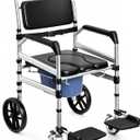 Heavy-Duty Rolling Shower Chair with 10" Solid Wheels for Elderly