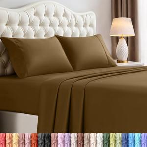 Utopia Bedding King Size Sheet Set 4 Piece Bed Sheets, Soft and Breathable Microfiber, Includes 1 Fitted Sheet, 1 Flat Sheet and 2 Pillowcases Oeko Tex (Mocha)