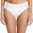 Tempt Me Women Bikini Bottoms Side Tie Adjustable Bathing Suit Swimsuit Full Coverage Swim Bottom (X-Small, White)