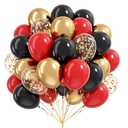 Red Black and Gold Balloons, 60pcs 12inch Red Black Gold Confetti Balloons for Birthday Casino Party Decorations