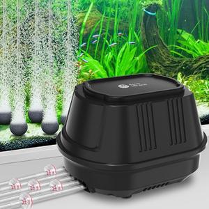 AquaMiracle Aquarium Air Pump with 5 Outlet, Super Quiet Powerful Fish Tank Air Pump with Double Layer Sound Insulation, Adjustable Pond Aerator Pump, High Efficiency Oxygen Supply for Aquariums