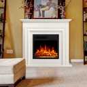 36 Electric Fireplace Mantel Freestanding Electric Fireplace, Remote Control, Adjustable Led Flame, 750W/1500W Cream