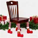 4 Pcs Christmas Tables Chair Socks, Santa Style Elf Legs Chair Leg Socks, Furniture Floor Protectors for Tables Chairs, Holiday Party Home Christmas Chairs Decoration