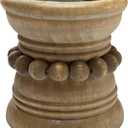 Farmhouse Rustic Wood Pillar Candle Holder for Pillar Candles, Decorative Beaded Candlestick Holder Stand for Home Dcor, Gifts, Wedding (Natural)