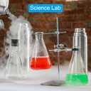 PATIKIL Erlenmeyer Flask, 2 Pcs 1000ml Narrow Mouth Graduated Flasks with Screw Cap Borosilicate Glass Flasks with Printed Graduation for Lab, Experiment, Chemistry, Science Study