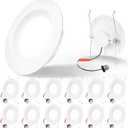 E ENERGETIC LIGHTING LED Recessed Downlight 6 Inch, 12.5W=100W, Daylight 5000K, 950LM, Retrofit LED Recessed Ceiling Light, Dimmable Trim Can Lights, Baffle Trim, Damp Rated, ETL, 12 Pack