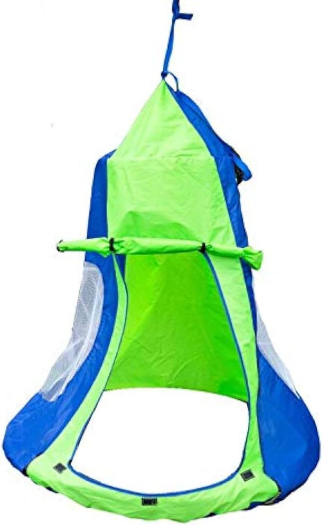Hanging Swing Tent Cover-Waterproof Hammock Chair Play House Castle Nest for 40in Round Saucer Nest Disc Rope Ceiling Tree Swing Indoor Outdoor Bedroom Backyard Playground (Green)