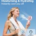 Portable Personal Misting Fan, Handheld Rechargeable Cooling Fan, 3-Speed, Suitable for Travel, Beach and Office Use Pink