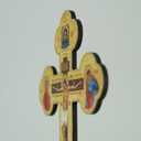 BlessedMart Ukrainian Orthodox Wall Cross - Wooden Byzantine Crucifix with Theotokos and St John for Home Altar - 8 Inch