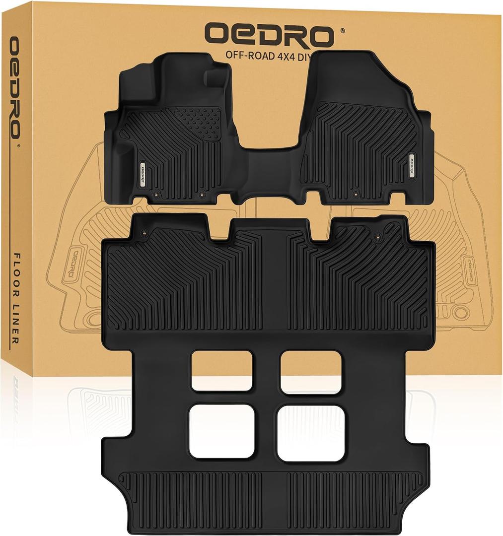 OEDRO Upgraded Floor Mats Fit for Honda Odyssey 2011-2017, All Weather TPE 3 Row Car Floor Liners, Car Mats Tailored Fit Odyssey Accessories, High-Walled Design, 1st and 2nd 3rd Row Full Set