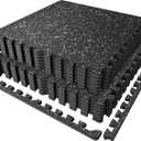 PRAISUN 0.56" Rubber Top Gym Flooring, Heavy Duty Interlocking Gym Mats for Home Gym, Non-Slip Workout Mat, 24 x 24in Large Gym Floor Mat, Protect Floors from Weights & Equipment, 48 Sq Ft, Black/Grey