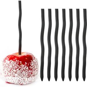 Fabbay 36 Pcs Branch Treat Sticks Halloween Candy Apple Colored Craft Sticks 6 Inch Wood Simulation Candy Bar Supplies for Chocolate Caramel Apples Halloween Party Supplies(Black)