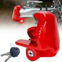 Trailer Hitch Locks with Keys, Universal Size Fit 1-7/8,2-5/16,2 Inch Ball Hitch Coupler Lock, Adjustable Heavy Duty Steel Trailer Tongue Lock for Boat, Trailers and RV, Anti-Theft Hitches, Red-1 Pack