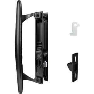 Sliding Flush Mount Patio Glass Door Handle Set, 6-5/8" H.C., Non-Keyed Black Door Lock Replacement Handle, Fits 1" to 1-1/8" Thick Doors
