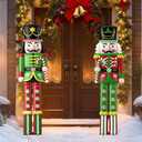 2 Pcs Large Metal Christmas Nutcracker Outdoor Decoration,31.5 Inch Soldier with Stakes Yard Signs Christmas Decor,Outside Ornament for Xmas Holiday Garden Lawn Porch Pathway Party