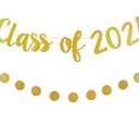 2 x Gold Glitter Class of 2026 Banner Class of 2026 Graduation Decorations, 2026 Graduation Banner Class of 2026 Sign for College 2026 Graduation Party Decorations Gold
