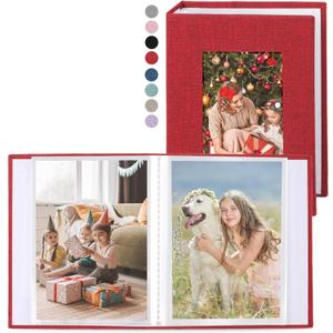vivinin 2 Pack Photo Album 4x6, Linen Cover Photo Book, Small Photo Album Book for 36 Pockets Hold 72 Pictures, Picture Book for Photos Family Anniversaries Baby VacationsRed