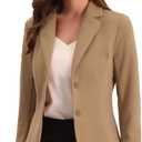 Allegra K Women's Work Office Blazer Stretch Lapel Collar Long Sleeve Jacket Suit Blazer Large Deep Khaki
