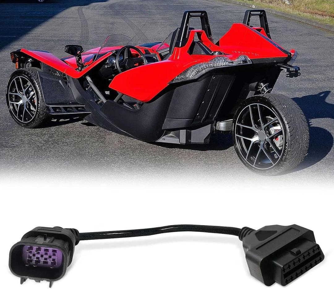 16 pin Female to 8 pin OBD2 Diagnostic Connector Fits Polaris ATV Motorcycle Slingshot,RZR, Ranger, General, Sportsman, ACE,etc