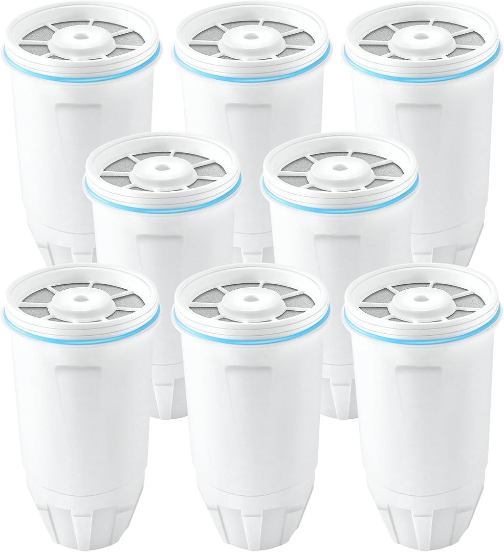 8 Pack Water Filter Replacement for Z-ero Water Filter, New Resin Filtration System 0 TDS 0 Leak, Compatible with Water Pitcher and Dispenser, Reduce Lead/Chromium/PFOA/PFOS by TOMOON