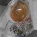 Mid Century Glass Table Lamp,Dimmable Desk Lamp,LED Bulb Included,Touch Control & USB A+C Port,Cognac Amber Seeded Glass