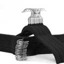 Sishynio 30 Pack Velvet Shirt Hangers, Non-Slip Slim Flocked Clothes Hanger with 360° Swivel Hook, Space-Saving Felt Hangers for Coats, Sweaters, Blouses, Tank Tops(Black)