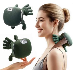 Electric Portable Neck Massager with Heat for Pain Relief deep Tissue,Shoulder & Back Massager,masajeador de espalda y Cuello shiatsu Neck and Back Massager (Green)