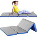 Marsui Folding Kids Nap Mats for Preschool Daycare 4 Section Folding Rest Mats Daycare Sleeping Mat for Kid 2 Inch Thick Portable Resting Floor Sleep Mat Baby Changing Pad for Kindergarten(Blue,Gray)