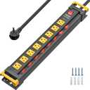 8 Outlet Heavy Duty Power Strip with Individual Switches,3300J Surge Protector Power Strip with 6FT Cord Management, Wide-Spaced, ETL Listed (15A/1875W)