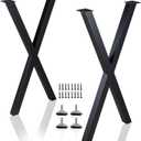 Taelakeni 40 Inch Table Legs Metal Desk Dinning Bar Table Legs with Adjustment Feet Pads, Set of 2 (Black)