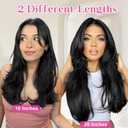 ALXNAN Long Wavy Layered Hair Extensions for Women, Clip in Hair Extensions Clip Ins Soft Full Head Synthetic Hairpieces 16 Inch Black