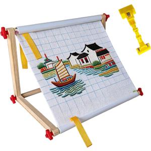 Wooden Cross Stitch Frame & Embroidery Stand with Adjustable Multi-Function Clip, Lap or Table Holder for Needlepoint, Quilting, Craft Supplies