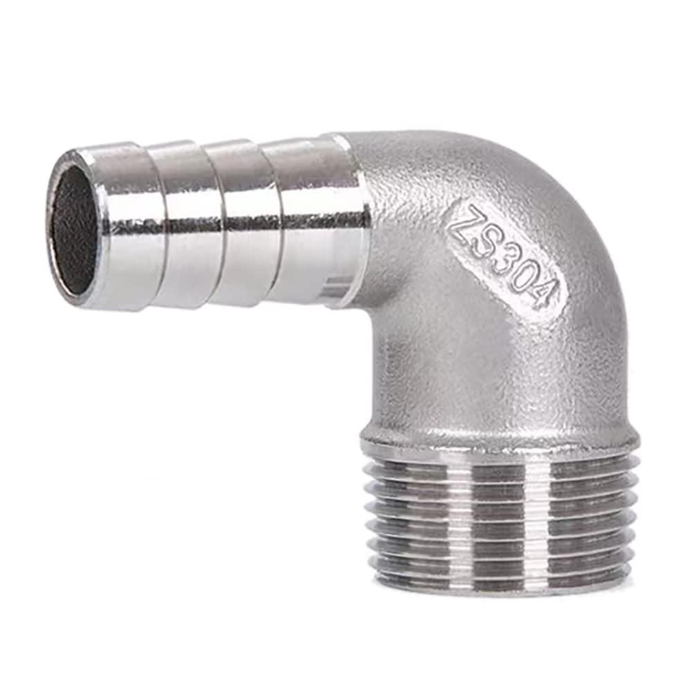 Stainless Steel Elbow 3/4" Hose Barb x1/2" NPT Male 90 Degree Home Brew Pipe Fitting