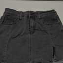 luvamia Skorts Skirts for Women Denim Mini Skirt Side Slit with High Waisted Jean Shorts Stretchy (Medium, B Soft Black)