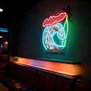 California Long Beach Surf Neon Sign, Beach Surfing Theme Neon Light, Coastal Home Room Bar Surf Club Gift Wall Table Decor, USB Powered Decorative Light 14.2 x 11.8 In