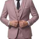Hihawk Men's 3 Piece Suit with Tie, 2 Button Slim Fit Solid Blazer Jacket Vest Pants, Business Wedding Party Suits for Men (L)