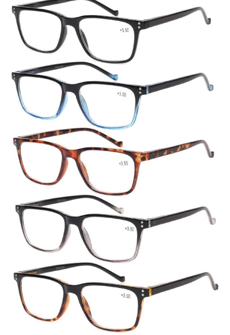 JOSCHOO 5 Pack Reading Glasses Men Women Spring Hinges Comfortable Glasses for Reading +3.0