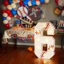 Marquee Numbers Baseball Birthday Decorations: 3ft Large Party Decor 6th 16th Big Light Up Cardboard Number 6