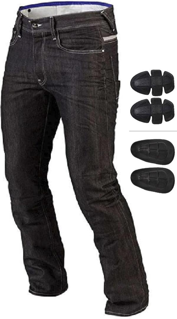 Juicy Trendz Motorcycle Jeans for Men- Motorbike Pants with Protective Knee Hip Armor, Riding Gear for Riders, Black (34W x 32L)