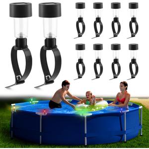 10PCS Solar Pool Lights for Framed Above Ground Pools, aterproof Swimming Pool Accessories Lights, Outdoor Yard Garden Pools Decoration Night Light(Color:Colorful)