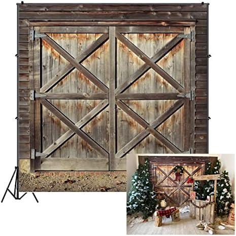 Leowefowa Rustic Barn Door Backdrop For Photography 10x10ft Western Cowboy Background Child Kids Adult Wedding Photo Shoot Wild West Theme Bday Party Banner Baby Shower Photo Booth Prop Xmas Wallpaper