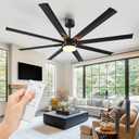 Obabala 100 Inch Industrial Ceiling Fan with Light and Remote Control, Large Ceiling Fans 8 Aluminum Blades, Quiet 35dB DC Motor, 6 Speed Dimmable LED, Indoor Outdoor for Warehouse Gym Barn