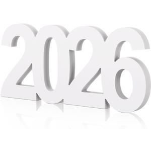 AceOrbit Graduation Decorations 2026 Table Sign Centerpieces 13" x 5.5" Wooden Class of 2026 Block Graduation Photo Booth Props for High School Seniors Night Decor College Party Supplies(White)