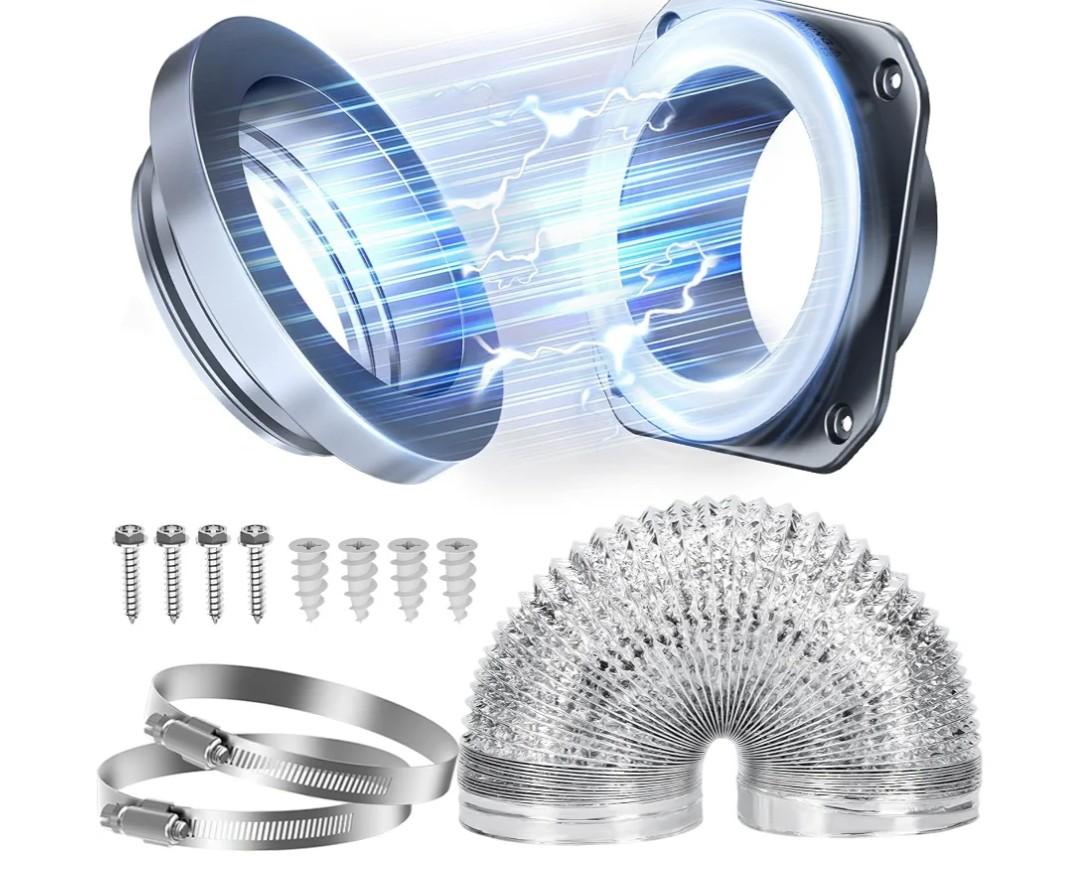 Magnetic Dryer Vent Coupling Easy to Clean Quick Connector Airtight Seal Dryer Vent Connector Kit Including a 2.6ft 4" Duct and two Clamps, DV180