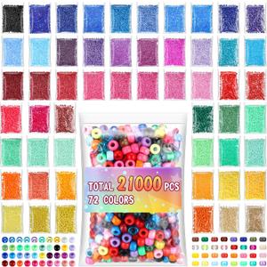 21000 Pcs Pony Beads Bulk 6 x 9 mm Plastic Kandi Beads for Bracelet for Multicolor Craft Making Rainbow Necklace Jewelry Key Chain DIY Braids(72 Colors)