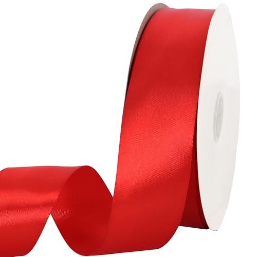 TONIFUL 100 Yards Red Ribbon 1-1/2 Inch Satin Ribbon for Gift Wrapping Bouquet Wrapping Eternal Flower Making and Wedding Chair Sash Valentine's Day Christmas Decorations Hair Bows Crafts & Sewing