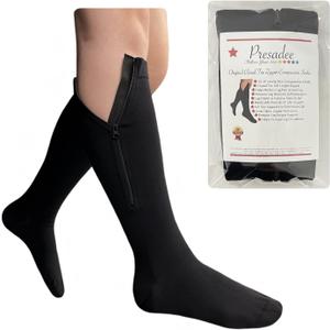 Presadee Original Closed Toe 20-30 mmHg Zipper Compression Calf Leg Socks, 2XL